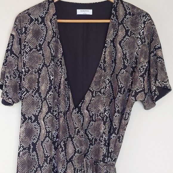 Babaton Python Print Short Sleeve Wrap Wallace Dress - Picture 6 of 10